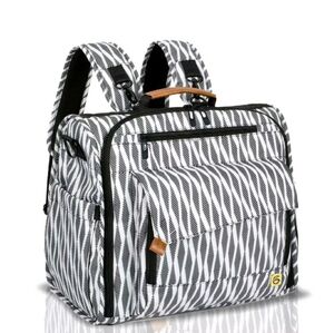 AllCamp Zebra Diaper Bag Backpack Convertible Messenger Bag Black White